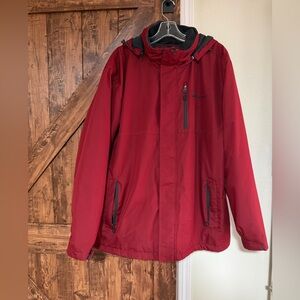 Free Country Men's Full Zip Winter Coat Jacket Detachable Hood Burgundy 2XL